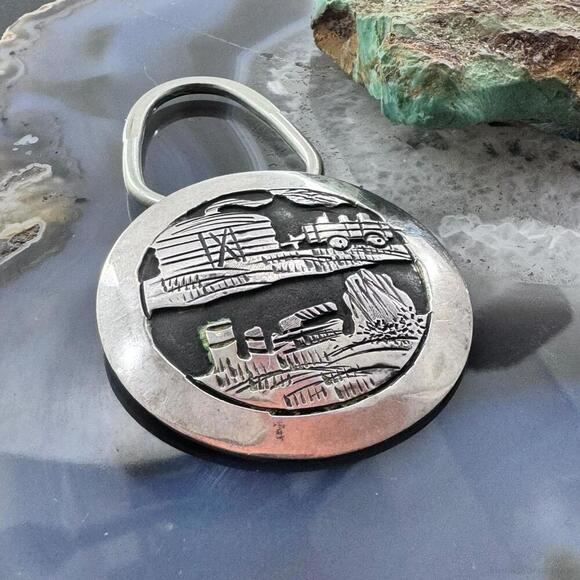 Vintage Tillie Jon Native American Sterling Silver Overlay Rez Life Keyring - Picture 3 of 10
